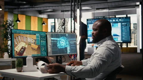 Black developer uses AI systems for housing and commercial property development Stock Footage 316653345