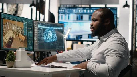 Black developer uses AI systems for housing and commercial property development Stock Photos