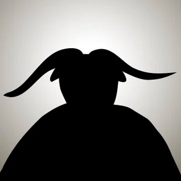Black devil demon silhouette with horns Stock Illustration