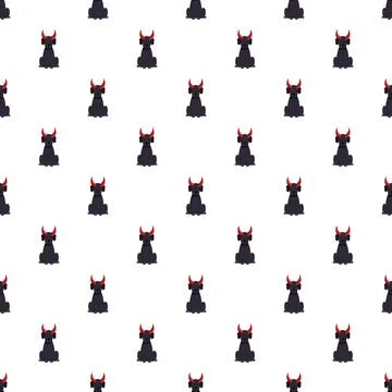 Black devil dog character pattern halloween concept イラスト素材