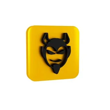 Black Devil head icon isolated on transparent background. Happy Halloween party Illustrazione stock