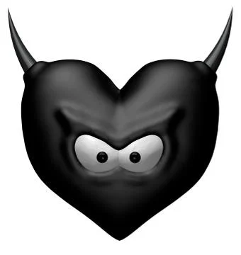 Black devil heart - 3d cartoon illustration Stock Illustration