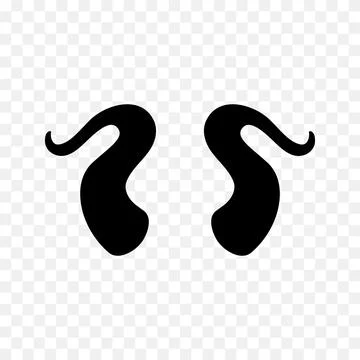 Black devil horns. Flat silhouette vector illustration isolated on transparent 스톡 일러스트