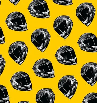 Black devil pattern helmet red background Stock Illustration