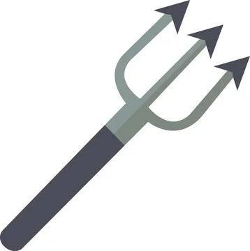 Black devil pitchfork with long handle Ilustração Stock