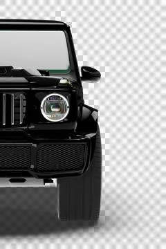 Black Diagonal Design SUV Left Front Half Section 3D Render Stock Illustration