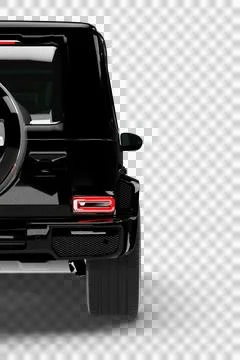 Black Diagonal Design SUV Right Rear Half Section 3D Render Stock Illustration