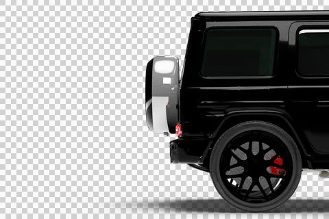 Black Diagonal Design SUV Right Side Rear Half Section 3D Render Stock Illustration