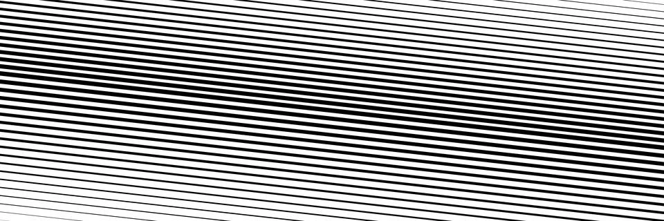 Black diagonal lines with a transition from thin to thick thickness. Striped Stock Illustration