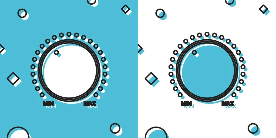 Black Dial knob level technology settings icon on blue and white background Stock Illustration
