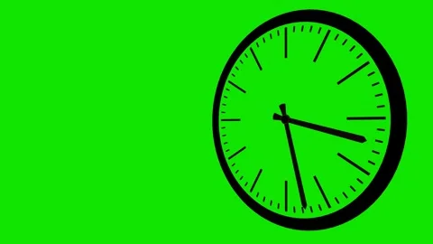 Black dial with rotating hands on a green background. 3d render looped animation Stock Footage 311764573