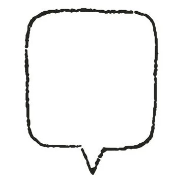 Black dialog box frame square shape hand drawn with pencil, doodle. Stock Illustration