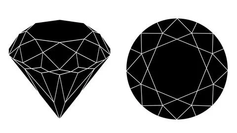 Black diamond. Drawing for creating a 3d model of a diamond. Diamond on a white Stock Illustration