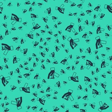 Black Diamond engagement ring in a box icon isolated seamless pattern on green Stock Illustration