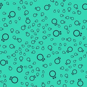 Black Diamond engagement ring icon isolated seamless pattern on green backg.. Stock Illustration