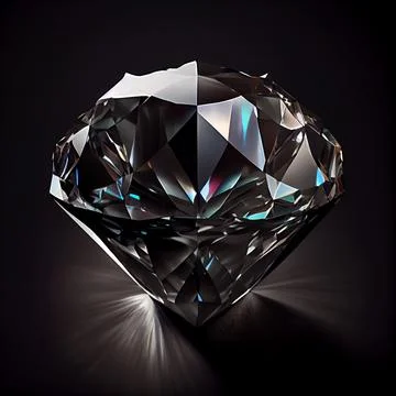 Black diamond gem isolated on black background. Stock Illustration