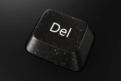 Black diamond keyboard button with Del word on black background. 3d rendering Stock Illustration