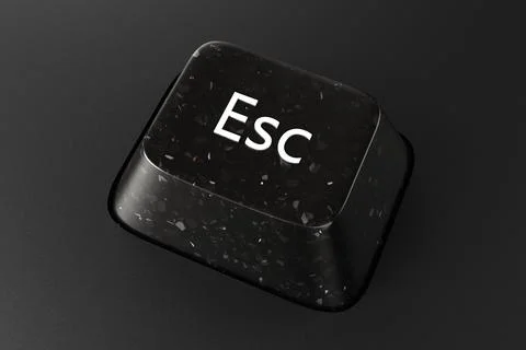 Black diamond keyboard button with Esc word on black background. 3d rendering Stock Illustration