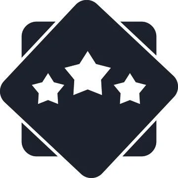 Black diamond shape badge with three stars Stock Illustration