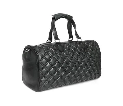 Black diamond stitched pattern hand bag Stock Photos