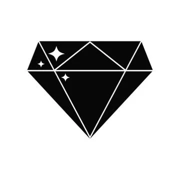 Black diamond vector icon isolated on white background. Illustrazione stock