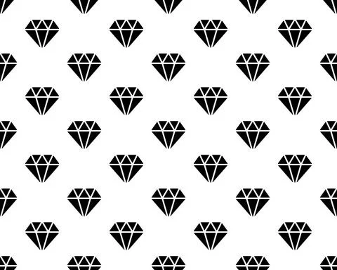 Black diamonds pattern on white background vector. Jewelry icon pattern isola Stock Illustration