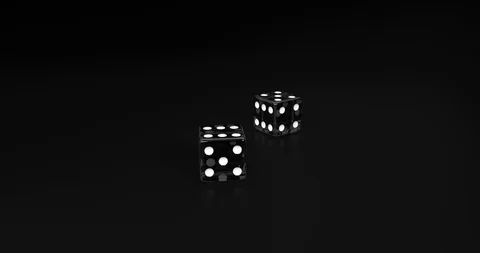 Black dice falling on black background in slow motion 3D rendering Stock Footage 95392580