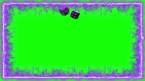 Black dice falling on green screen with purple border Stock Footage 337444269