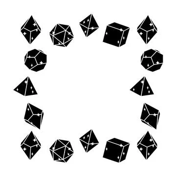 Black dice frame in square shape, hand drawn 스톡 일러스트