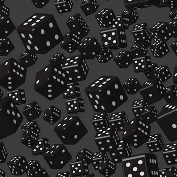 Black Dice Seamless Pattern, 3D Illustration on Grey Stock Illustration