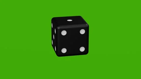 A black dice is spinning on a green screen Stock Footage 279079196