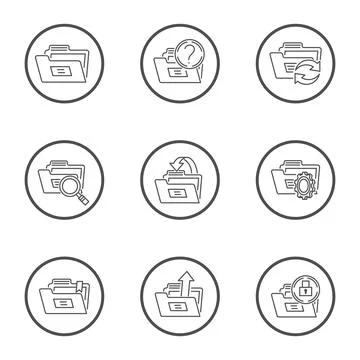 Black different folder sign icon set Illustrazione stock