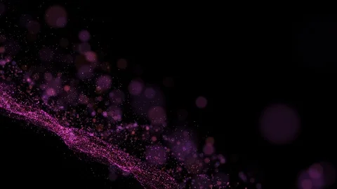 Black digital abstract background with wave orange, pink, purple particles Stock Footage 99465448