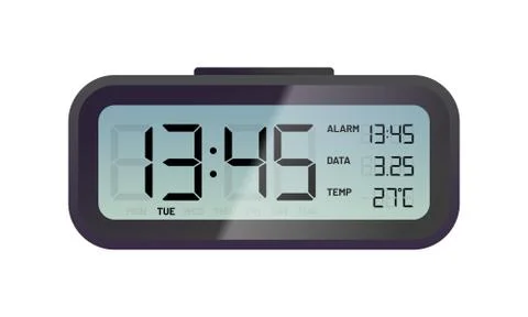 Black digital alarm clock Stock Illustration