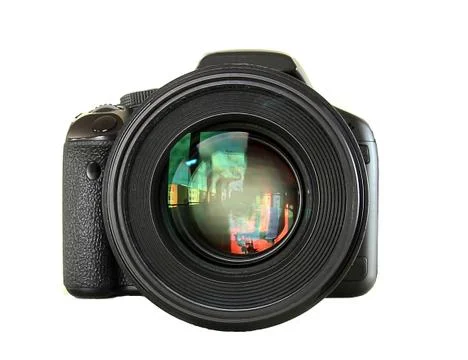 Black digital camera isolated Stock Photos