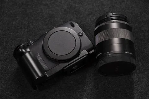 Black digital camera Stock Photos