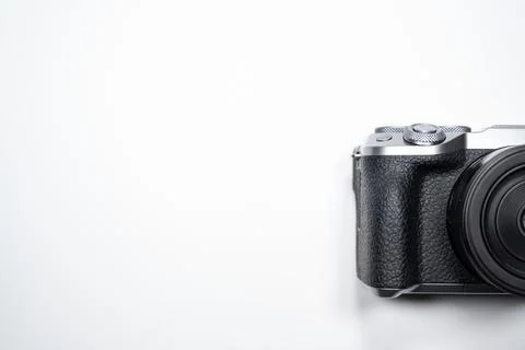 Black digital camera with white background Stock Photos