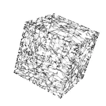 Black digital data and network connection box isolated on white background fo Stock Illustration