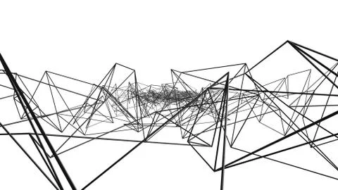 Black digital data and network connection triangle lines in technology concep Fotos de archivo