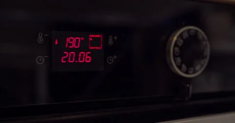 Black digital display with oven temperature information in the kitchen. Stock Footage 145767177