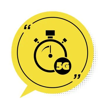Black Digital speed meter concept with 5G icon isolated on white background Stockillustratie
