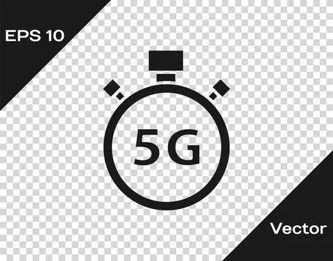 Black Digital speed meter concept with 5G icon isolated on transparent Stock Illustration
