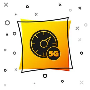 Black Digital speed meter concept with 5G icon isolated on white background イラスト素材