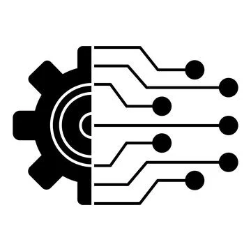 Black Digital Technology Icon. Vector Illustration of Technology Gears. Bus.. Stock-Illustration