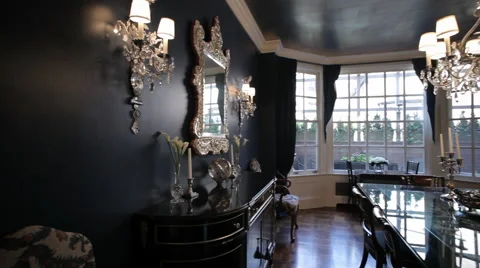 Black Dining Room Stock Footage 40803404