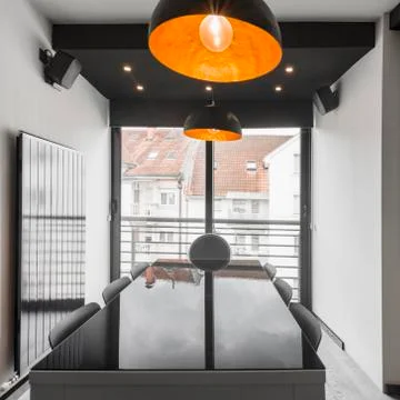 Black dining room table Stock Photos