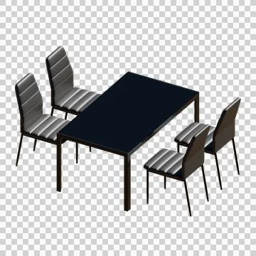 Black Dining Table Set 3D Render Illustration Stock Illustration