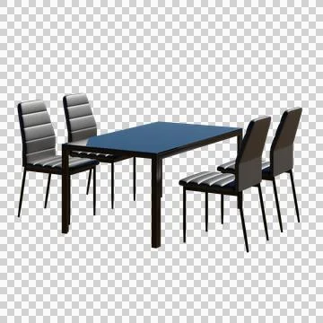 Black Dining Table Set Side View 3D Render Illustration Illustrazione stock