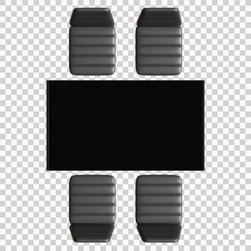 Black Dining Table Set Top View 3D Render Illustration Stock Illustration
