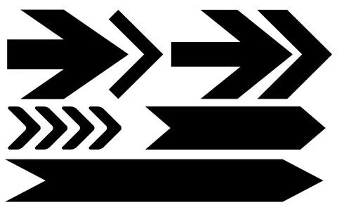 Black directional arrow graphics, Geometric pointer icon set, Graphic design  Stock Illustration